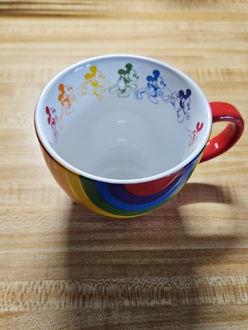 Rainbow Mickey Mouse Ceramic Mug - Red Handle